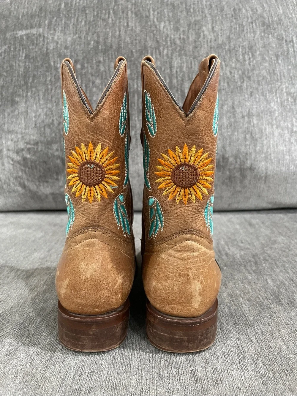Girls Leather Floral Embroidered Cowboy Boots Size 17.5 Mexico (10.5 US)